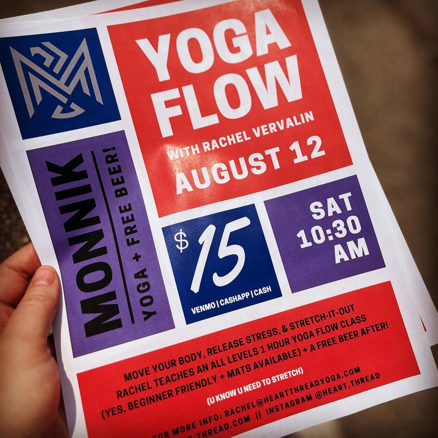 Change up! Going with the flow, riding the wave, yoga at @monniklouisville is moving from every Saturday to 1x/month. Mark your calendars for Saturday august 12 10:30am, and we&rsquo;ll see ya there 💖💫