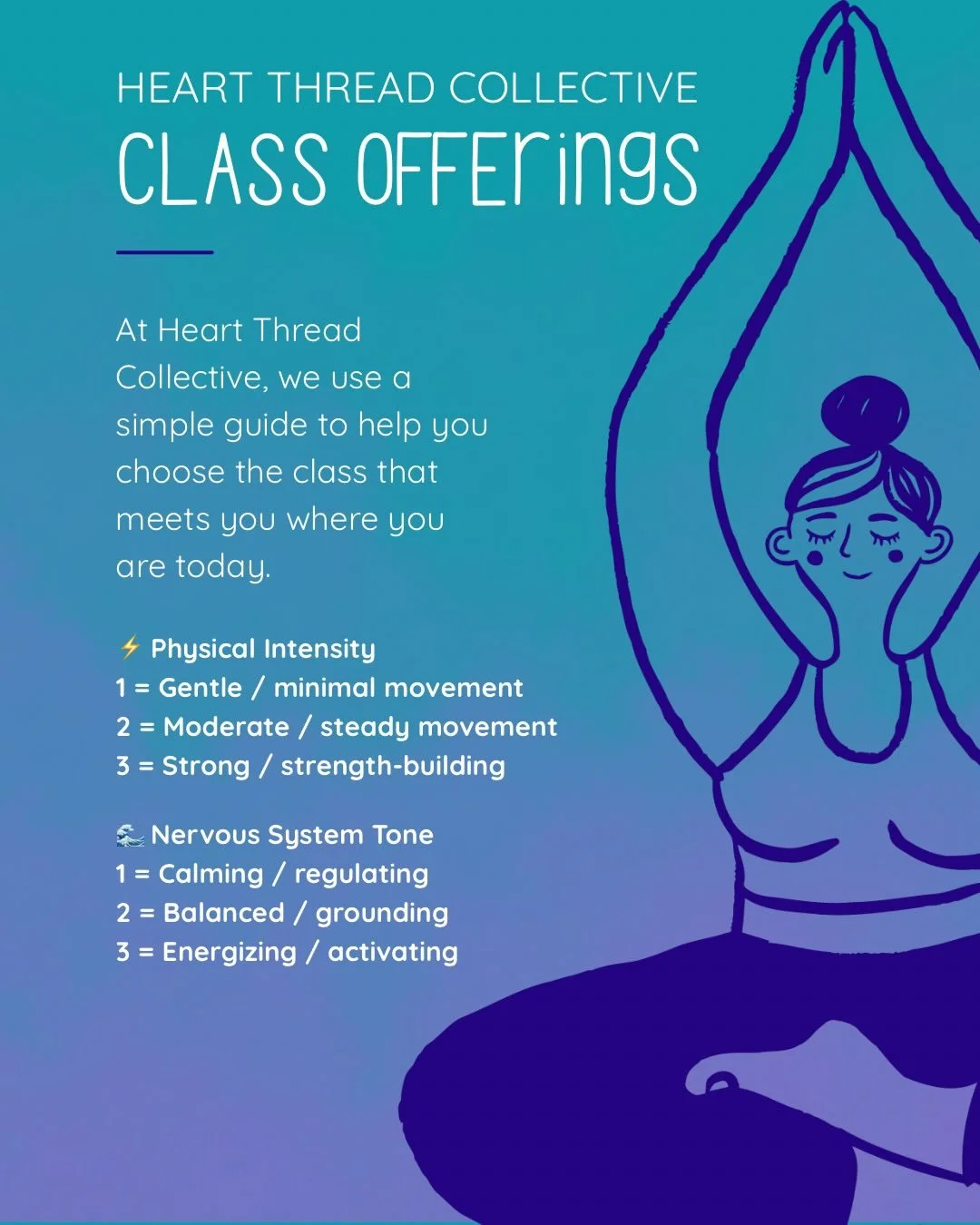 The schedule is *almost* here 💖✨

Heart Thread Collective is officially offering a full range of movement, restoration, strength, and soul-centered classes &mdash; designed to meet you exactly where you are.

From rhythmic vinyasa flows and expressi