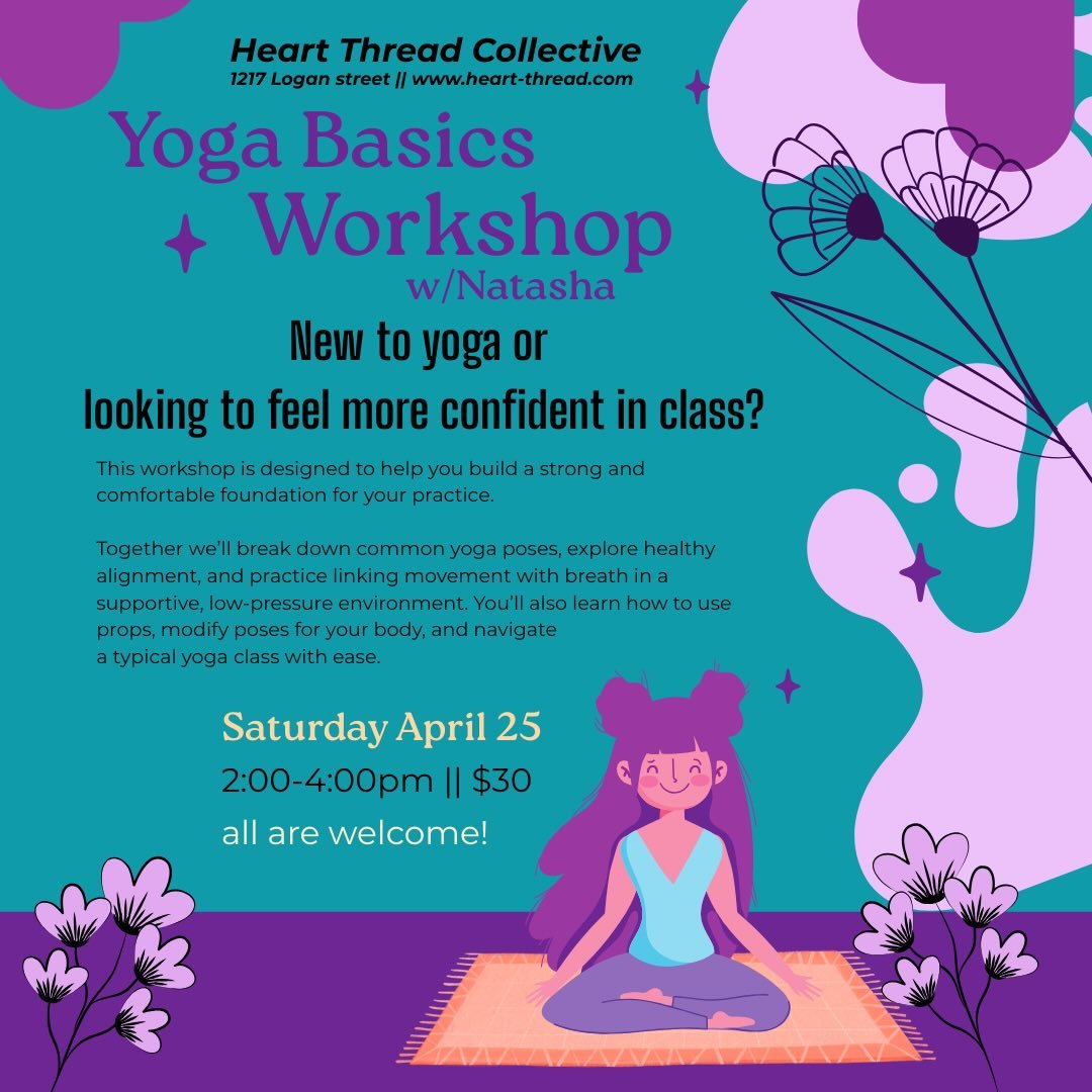 New to yoga? 
Coming back to your practice after some time off? 
Not sure where to start? 
Confused about &ldquo;what IS yoga?!?&rdquo; 

We have the workshop for you! Next Saturday 2-4pm with @natonthemat3 learn some yoga basics! 

Our studio is a w