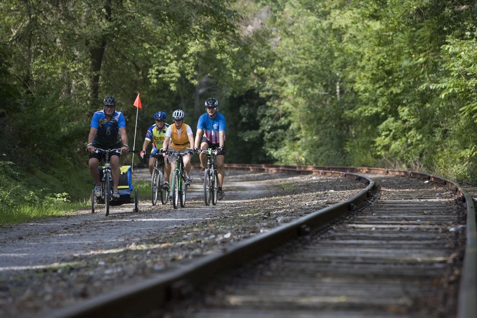 Cyclists enjoy a ride along the York County Heritage Rail Trail. Photo courtesy of the York County Convention & Visitors Bureau.