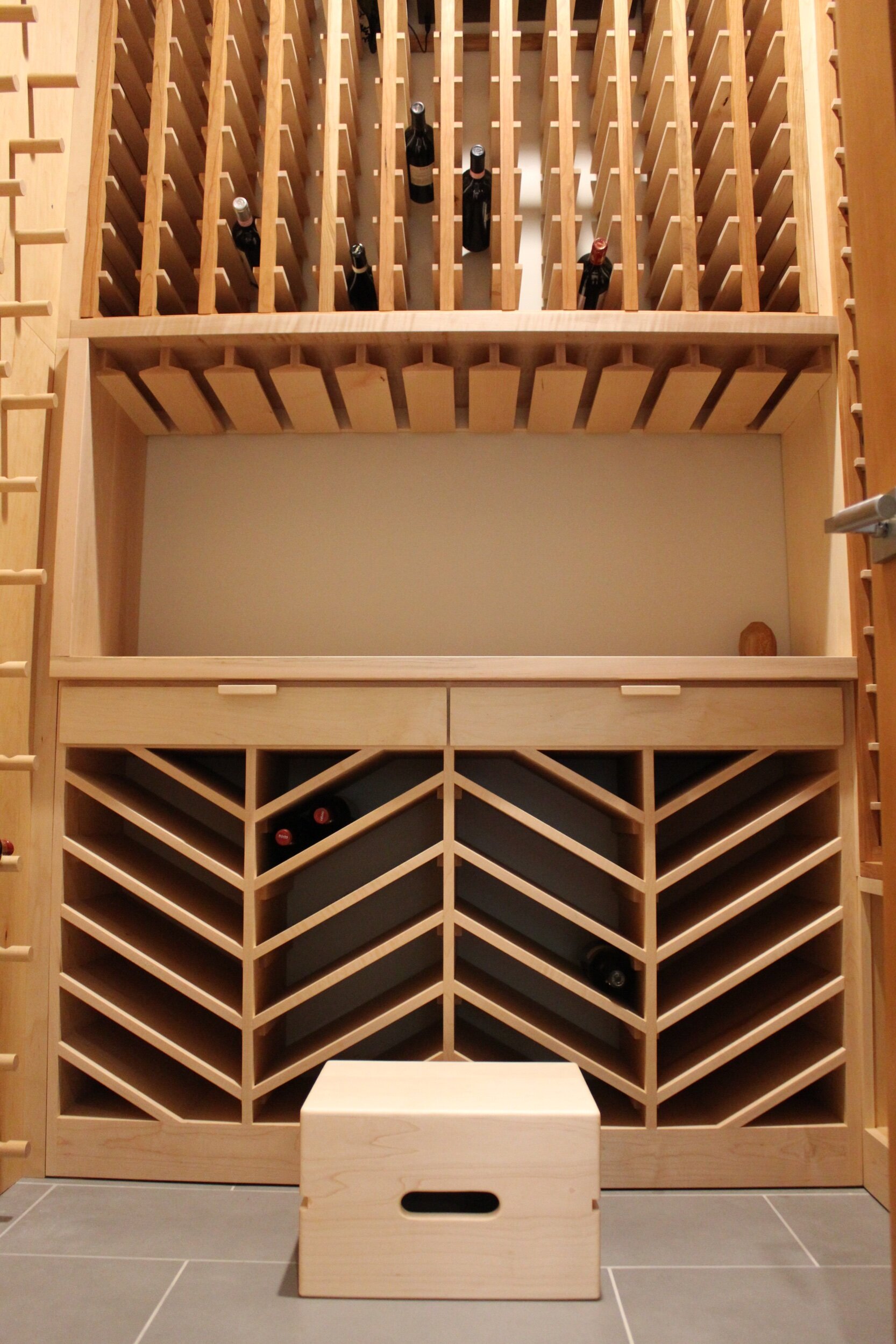 Custom wine closet + custom step stool