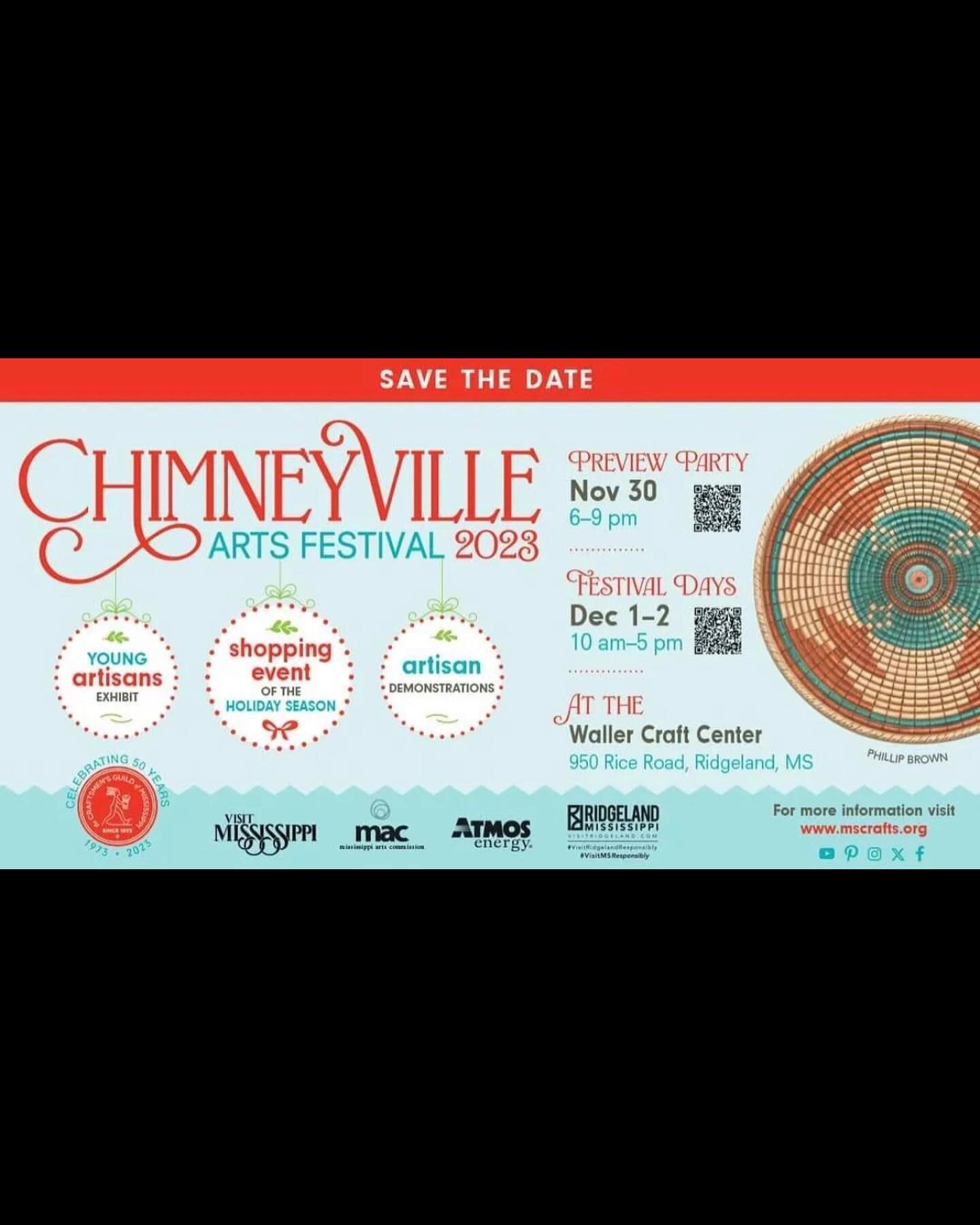 Come see d+p at the Chimneyville Arts Festival December 1-2 at the Waller Craft Center! Preview party is November 30th!