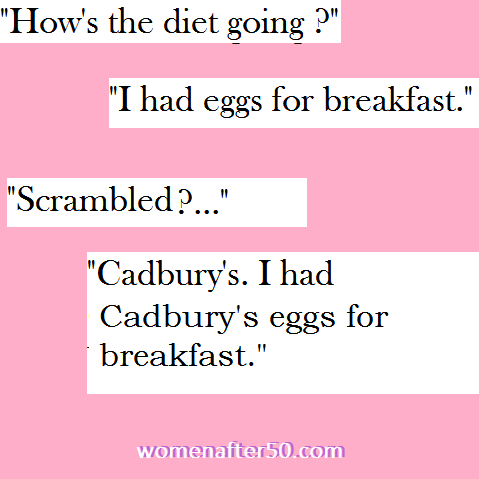women after 50 easter cadbury's eggs for breakfast.png