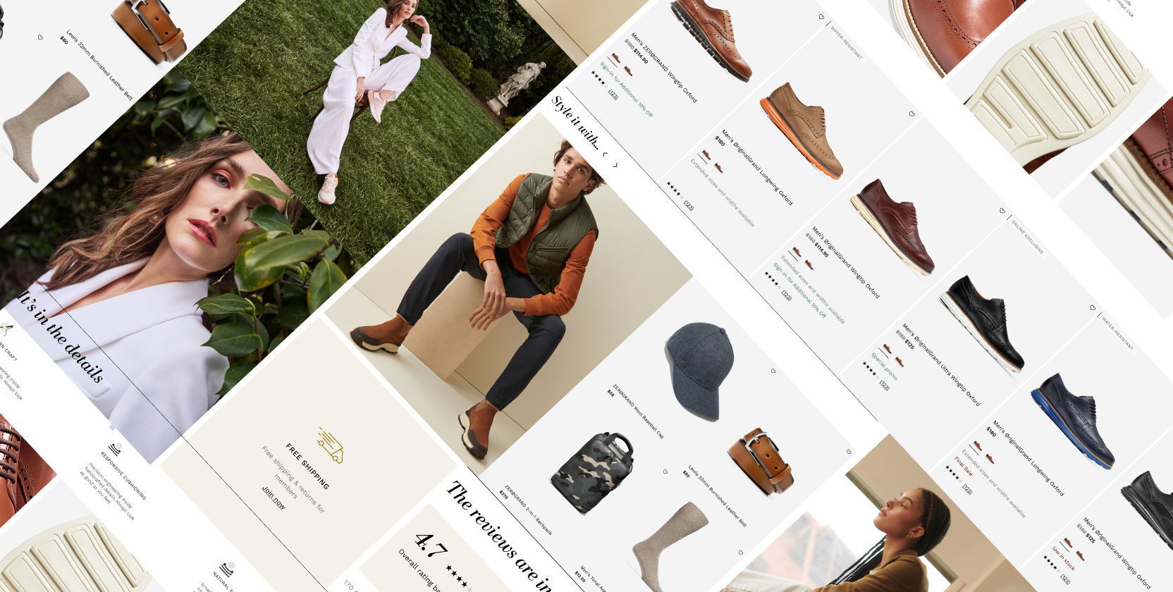 Key components include product cards, product details and recommended products.