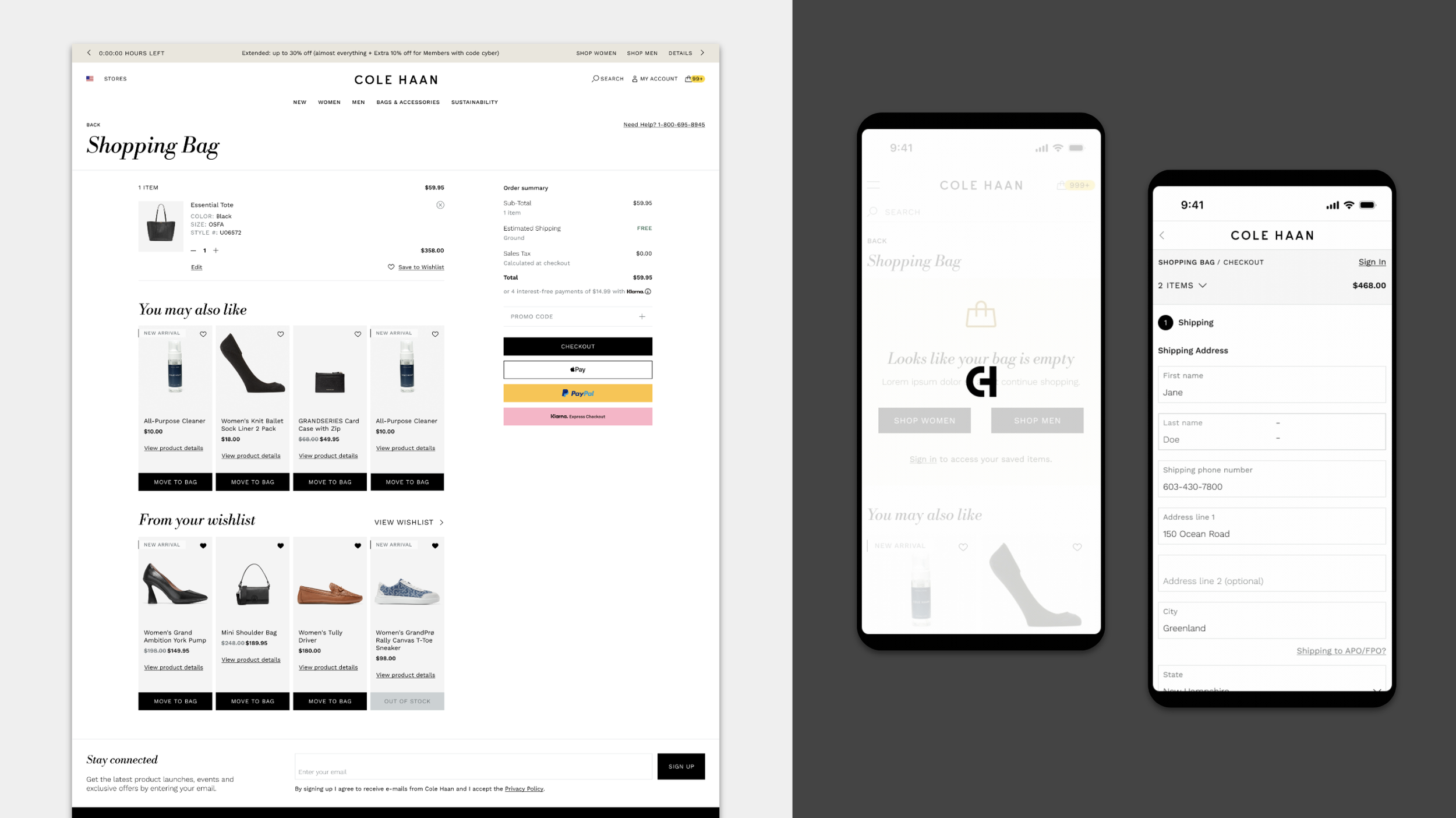 The checkout experience is crafted to elevate membership perks for authenticated users and encourage sign-up for new users.