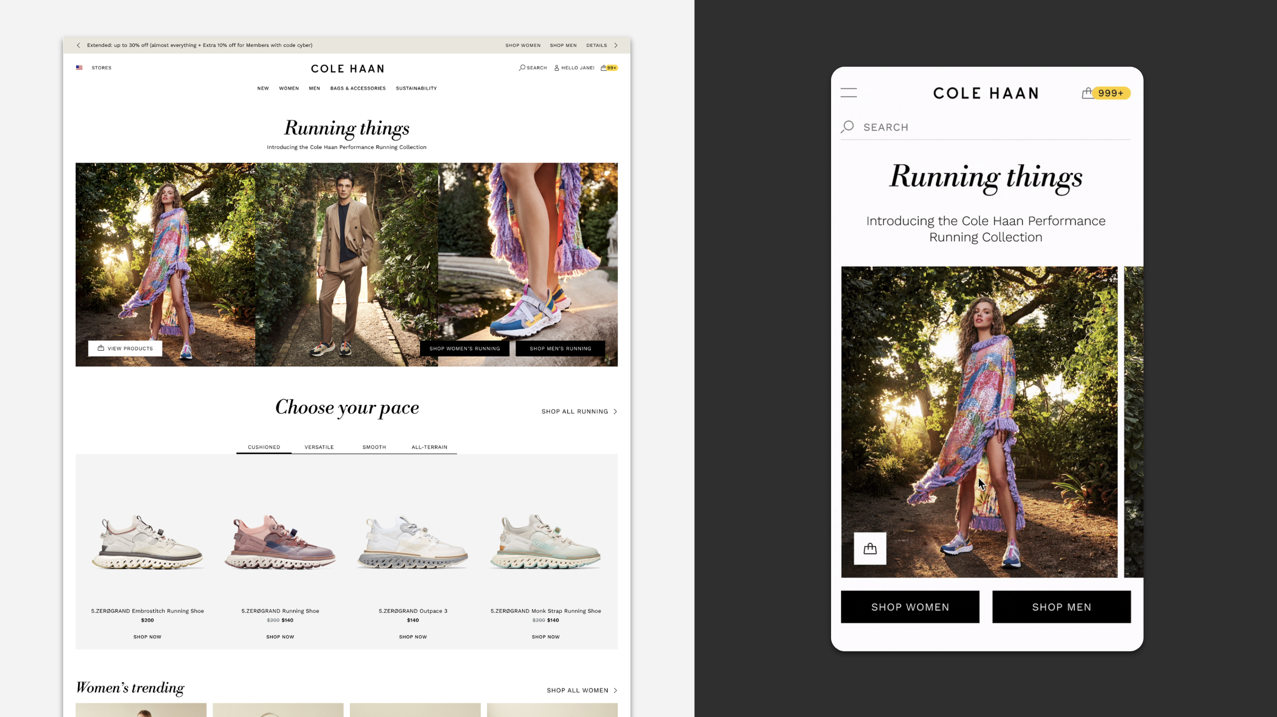 The homepage modules allow for flexibility between seasonal editorial features and evergreen product lines.
