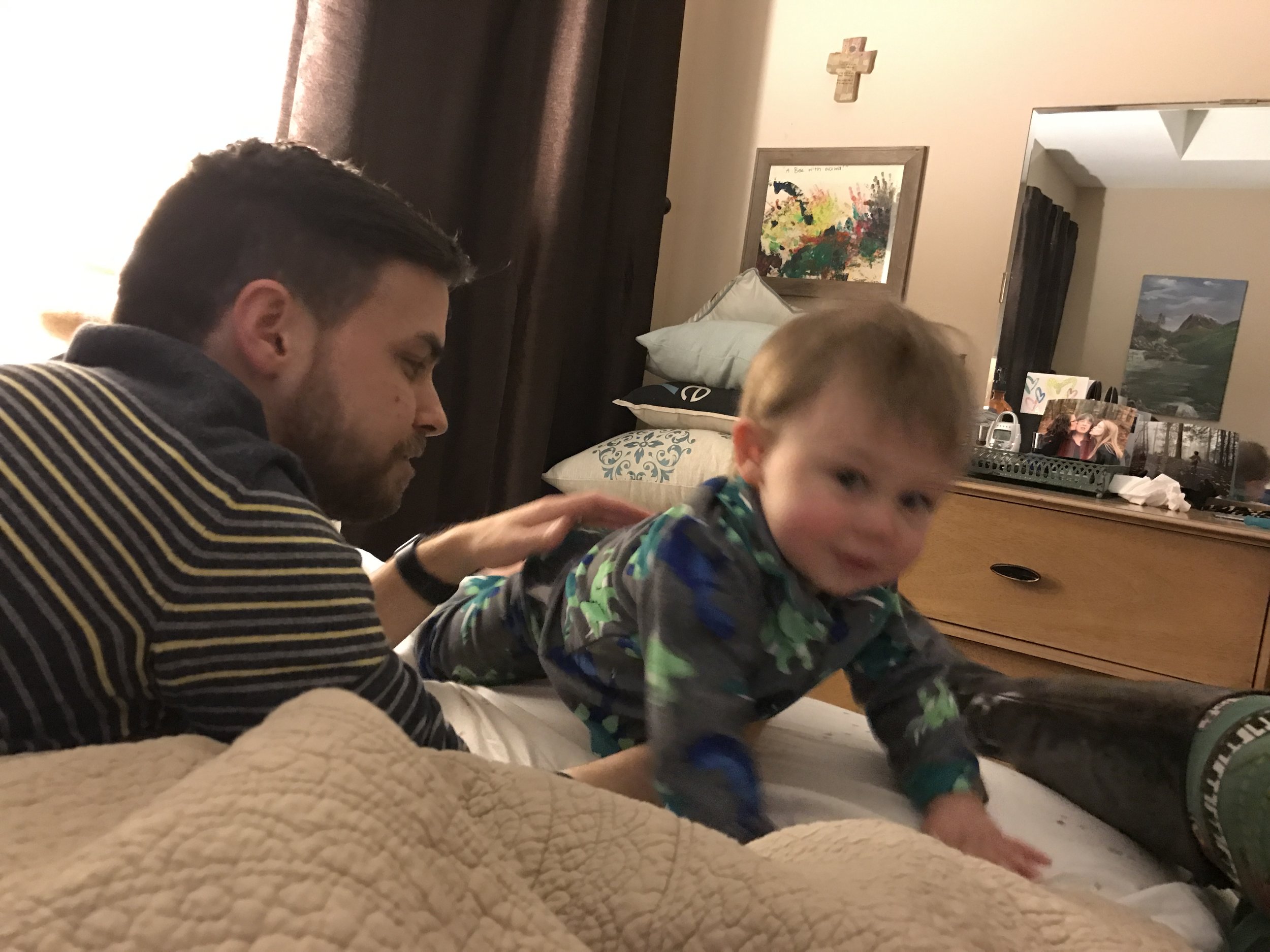 My boys, always in motion.