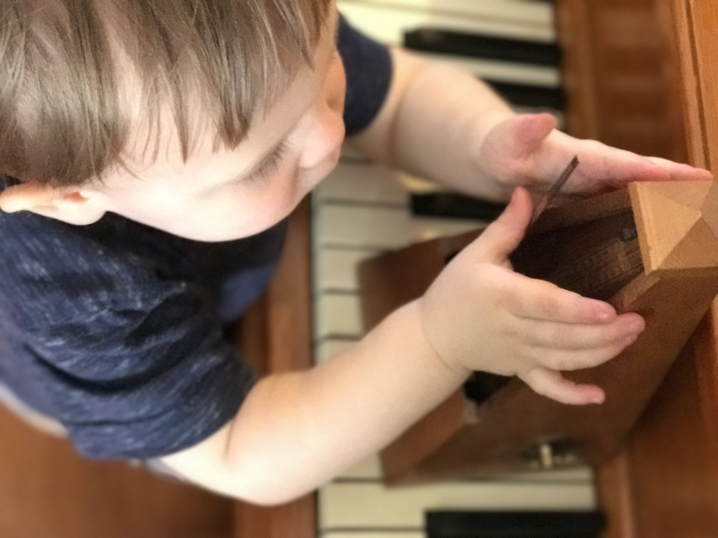 My son, figuring things out.