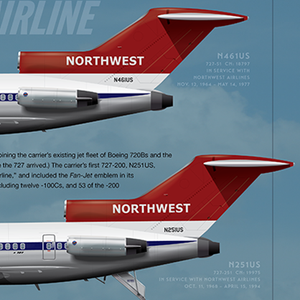 Northwest Airlines Boeing 727 Poster — Jet Age Art