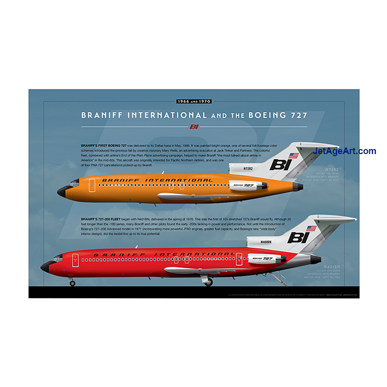 Braniff Boeing 727 Poster — Jet Age Art