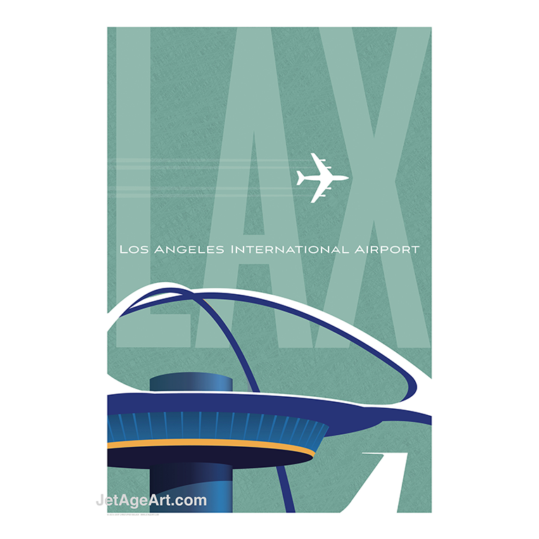 Jet Art LAX Poster — — Green Airport Age Los Angeles