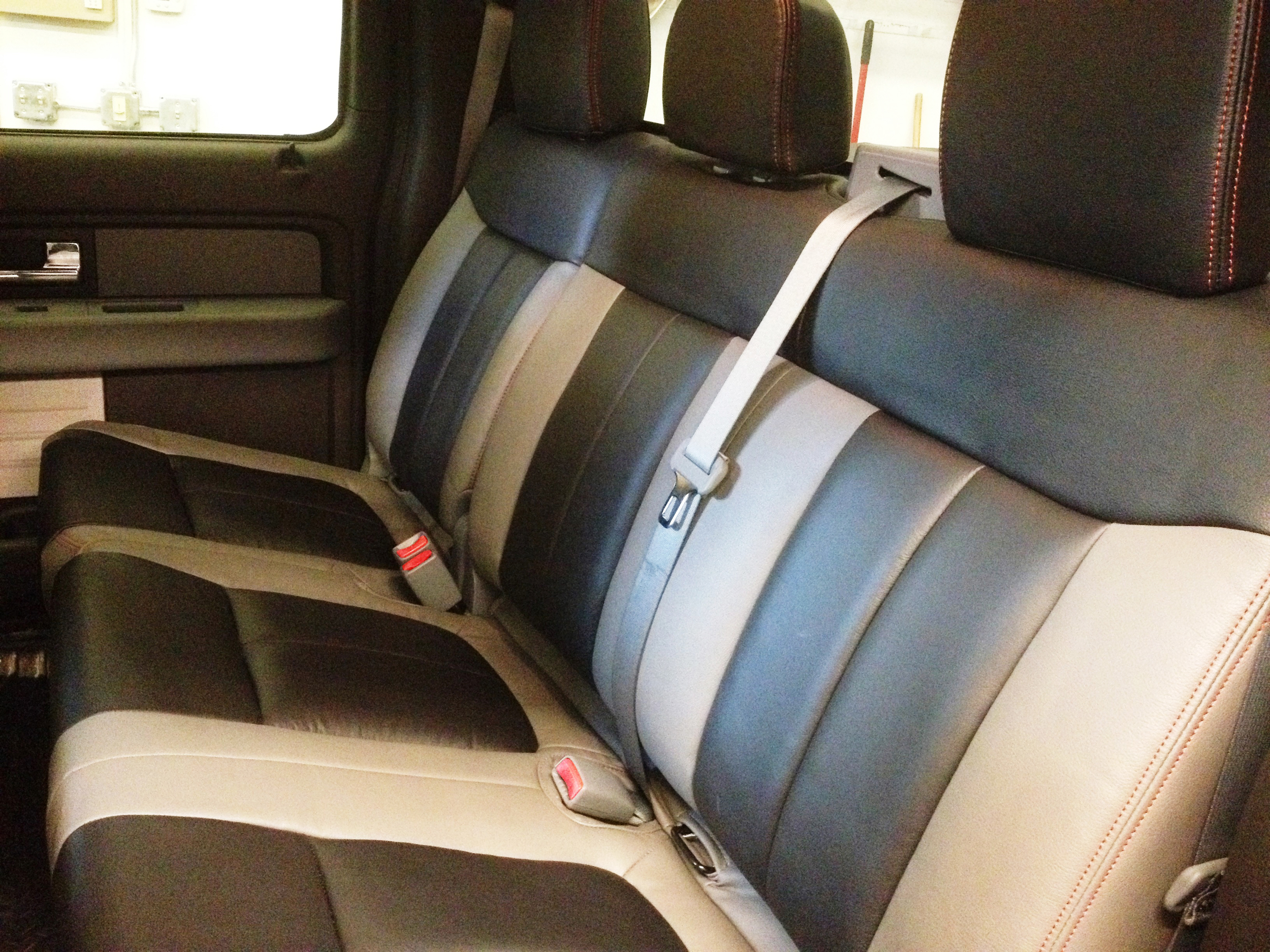 2012 Ford F150 Custom Leather Seats with Red Stitch