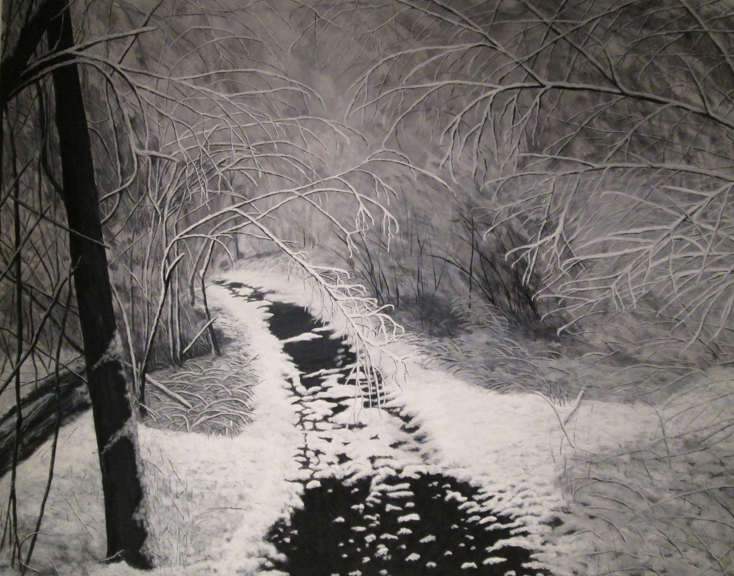 Winter Walk, acrylic on yupo paper, 62" x 50", 2015