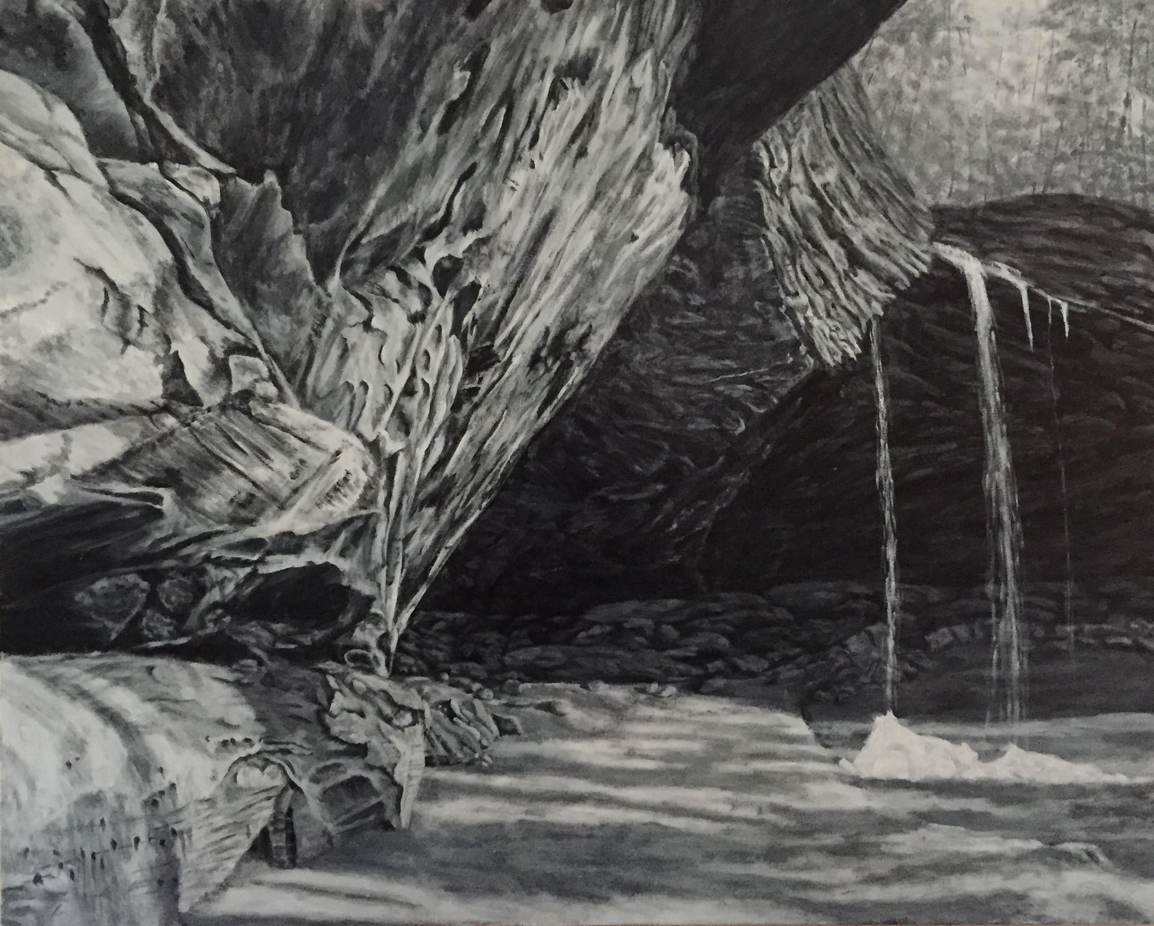 "Ash Cave in Winter", acrylic on canvas, 24" x 30", 2015