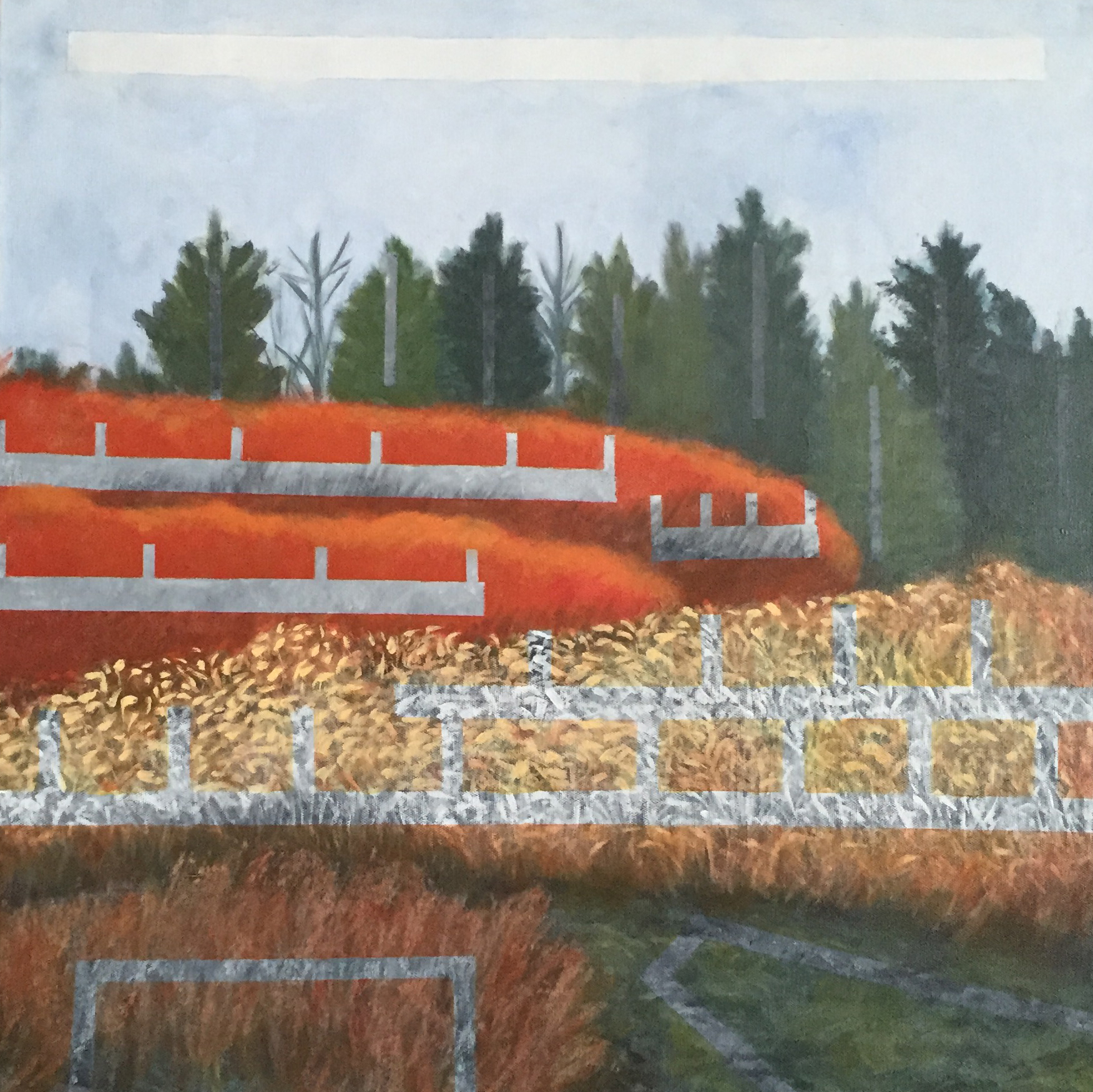 Fields of Gold 2' x 2', acrylic, 2017