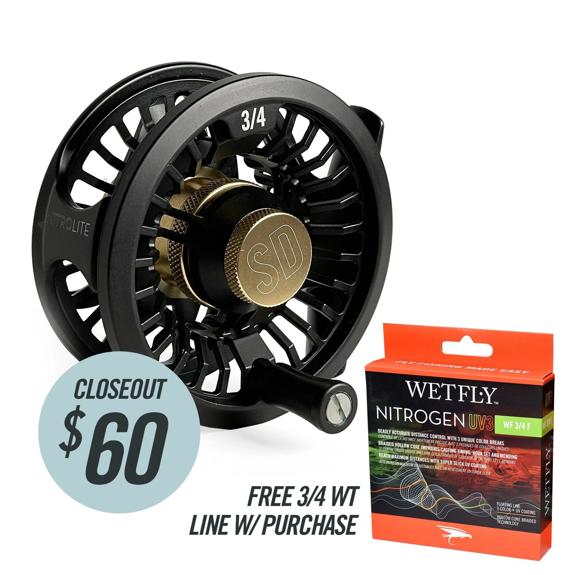 Nitrolite SD Fly Reel 3/4 WT - CLOSEOUT
