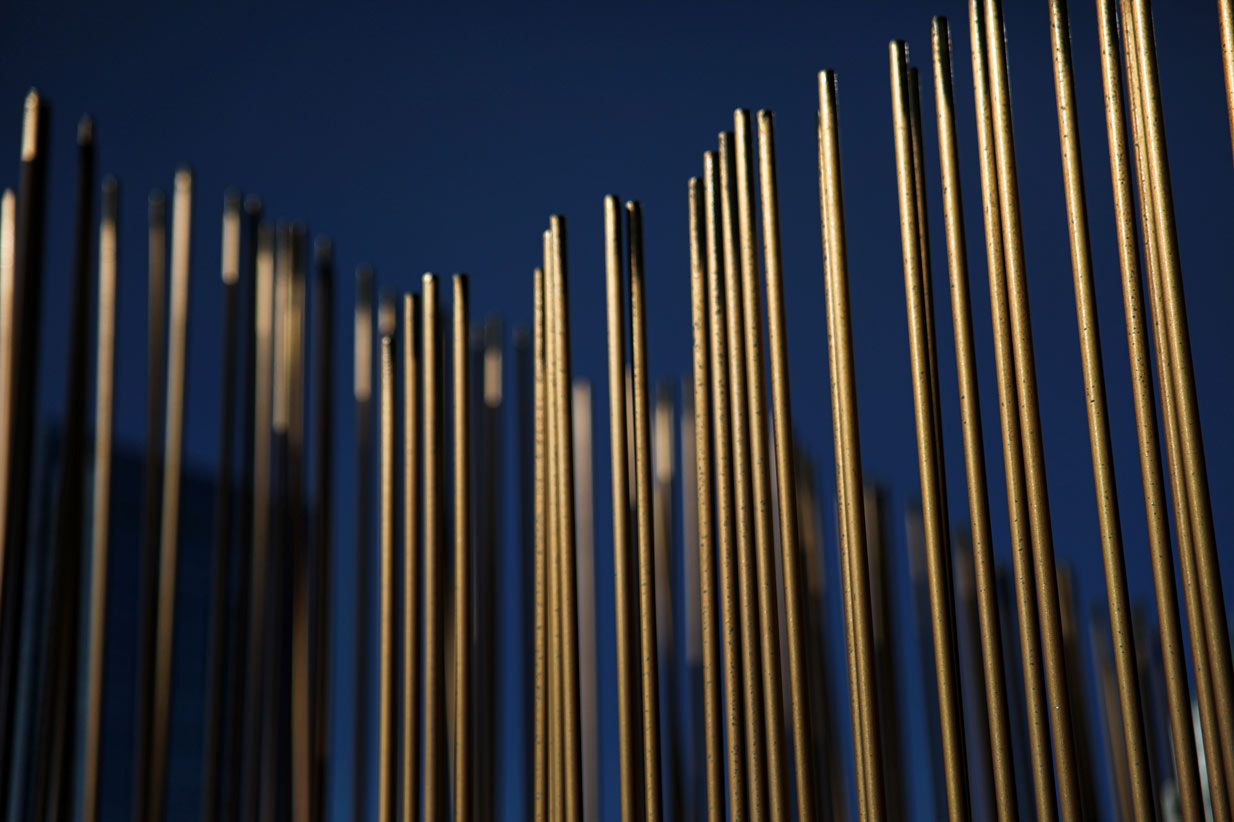  Photos of  Harry Bertoia 's 'Sonambient' sculpture in the AON plaza in Chicago for use in promoting composer  Olivia Block 's   Sonambient Pavilio   n , produced by  Experimental Sound Studio  in 2015 as part of the inaugural  Chicago Architecture B