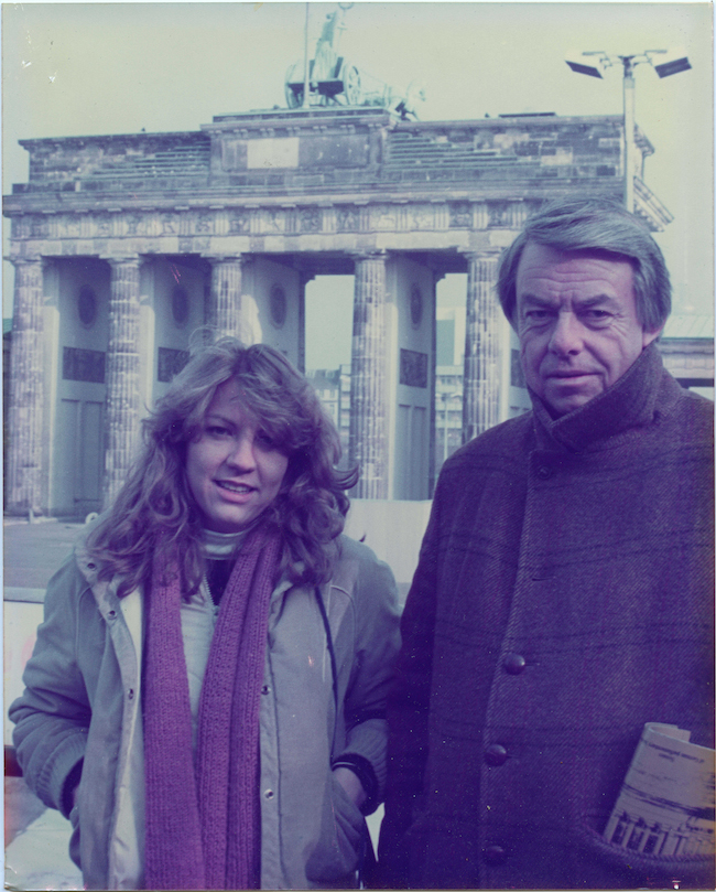 With Daddy in front of Brandenburg Gate in Berlin.