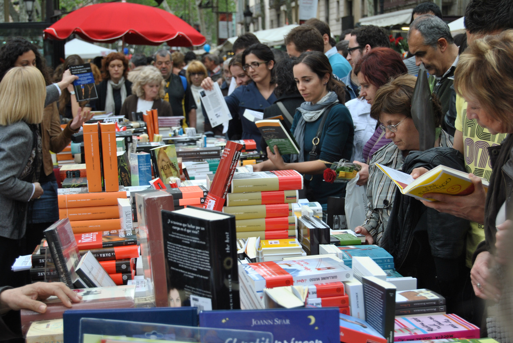 International Book Day (April 23) is celebrated as part of the Sant Jordi Festival in Barcelona. Photo by Jordi Garcia /Flickr CCL.