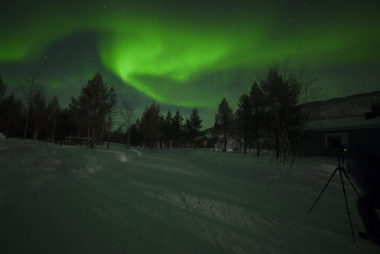 Photographing the northern lights in Finnish Lapland. 