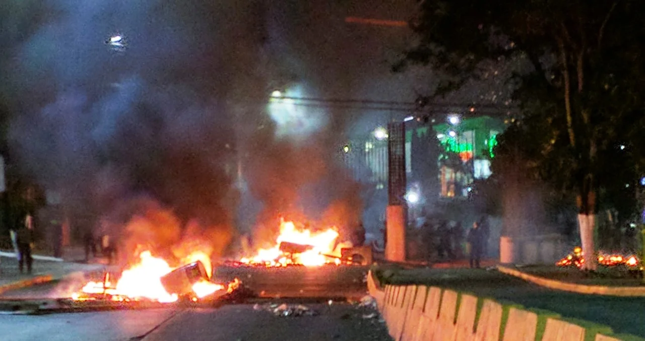 Fires blocking the streets in Honduras.