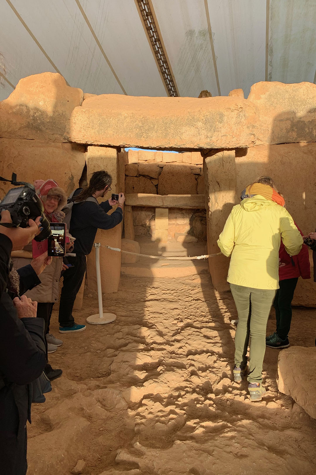  Watching the spring equinox sunrise flow through the corridor and touch the altar at Mnajdra. 