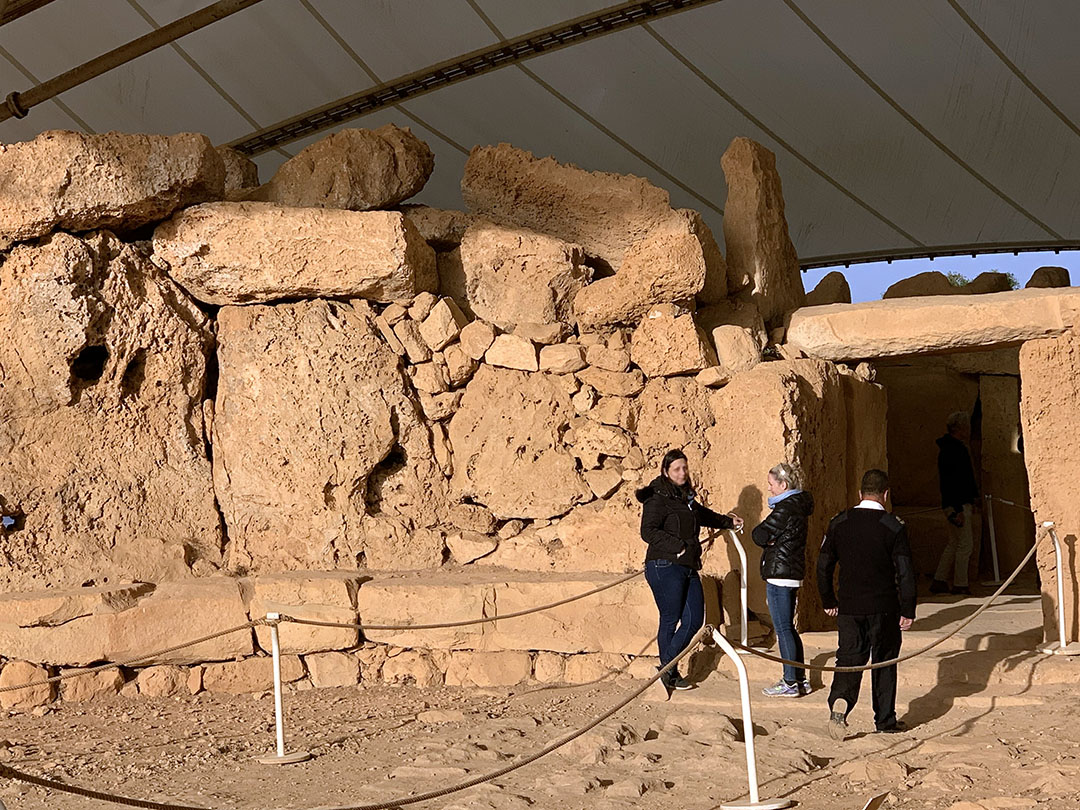  Entrance to Mnajdra Temple, protected by the canopy. 