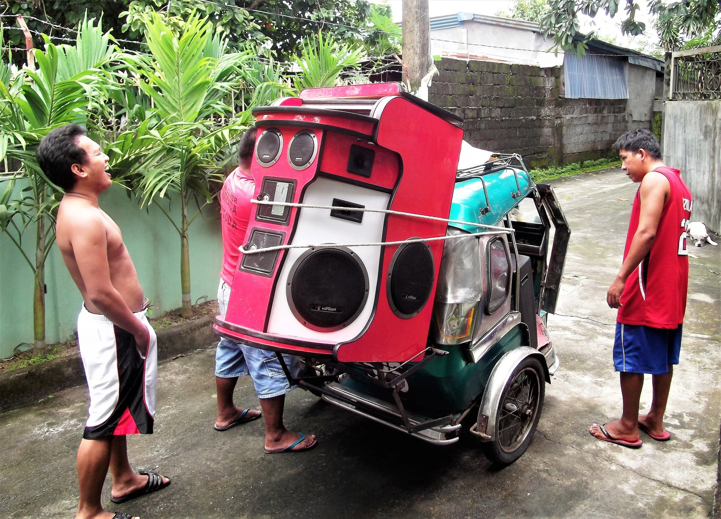 A karaoke machine on a trike.