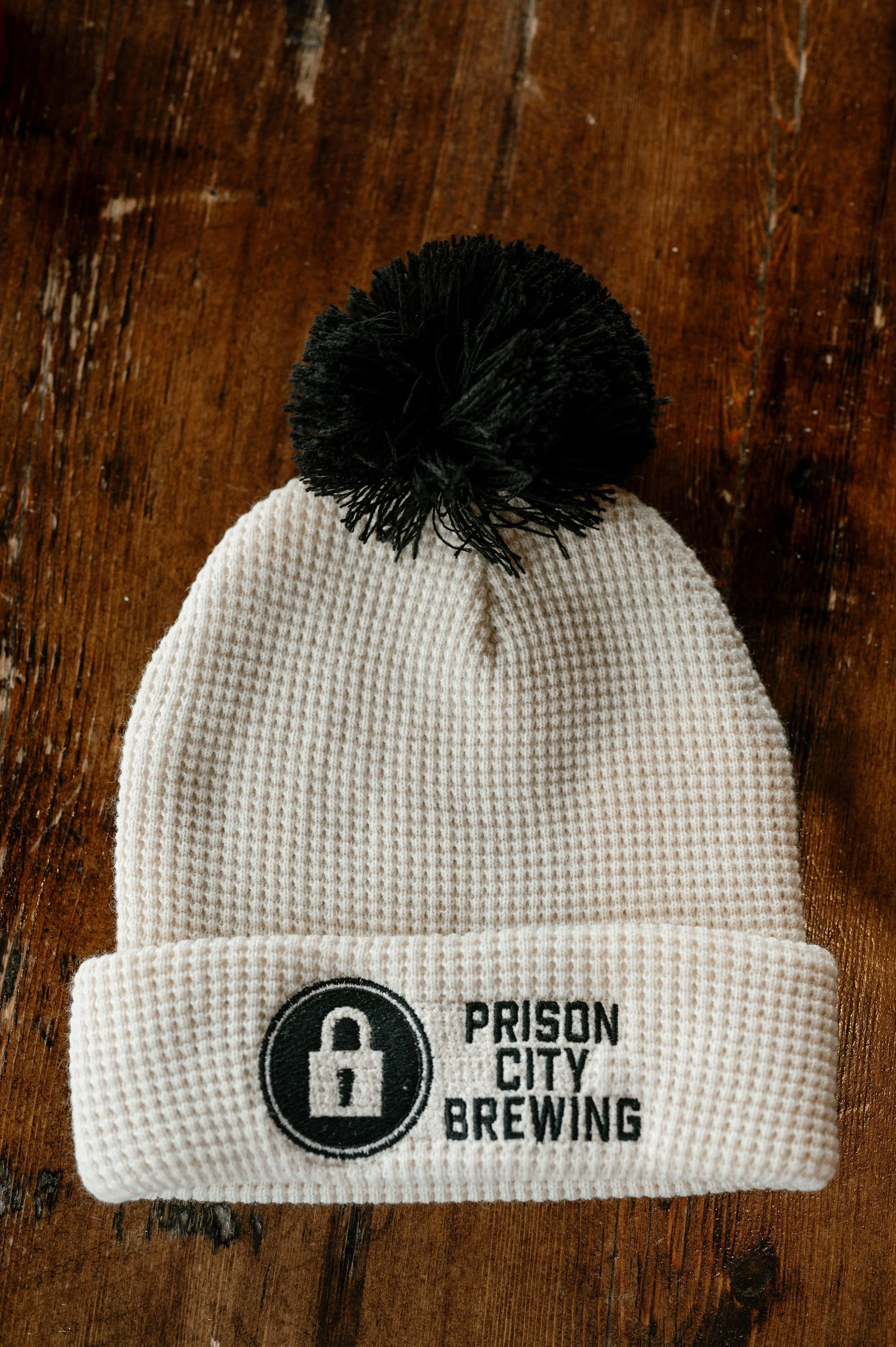 Pom-Pom Waffle Knit Beanie