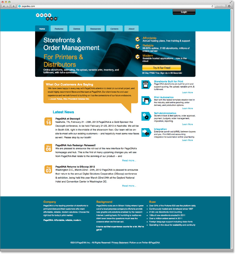 Website home page
