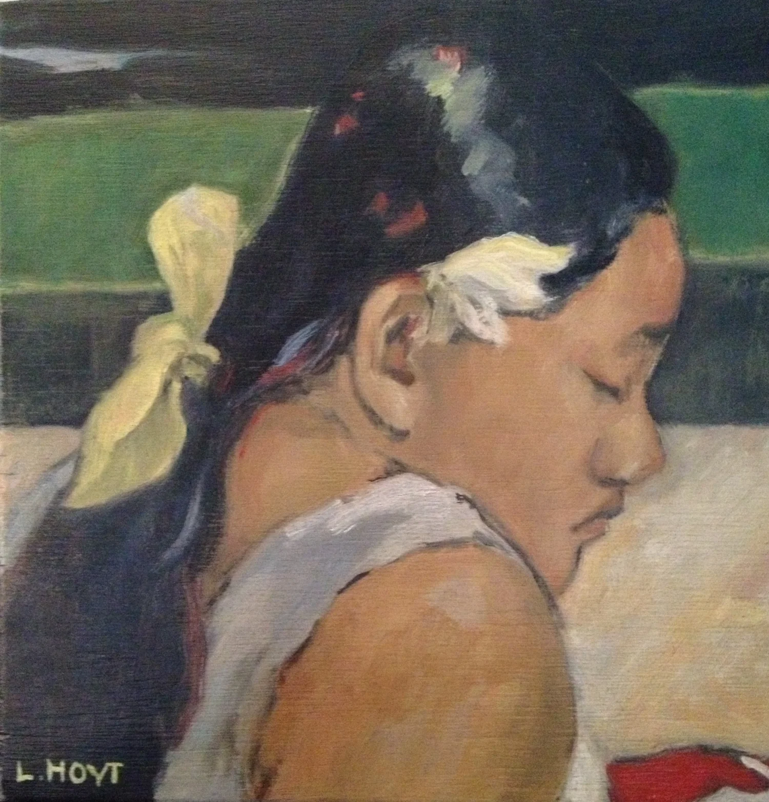 Tahitian Women after Gaugin     Oil on Birch     8 x 8
