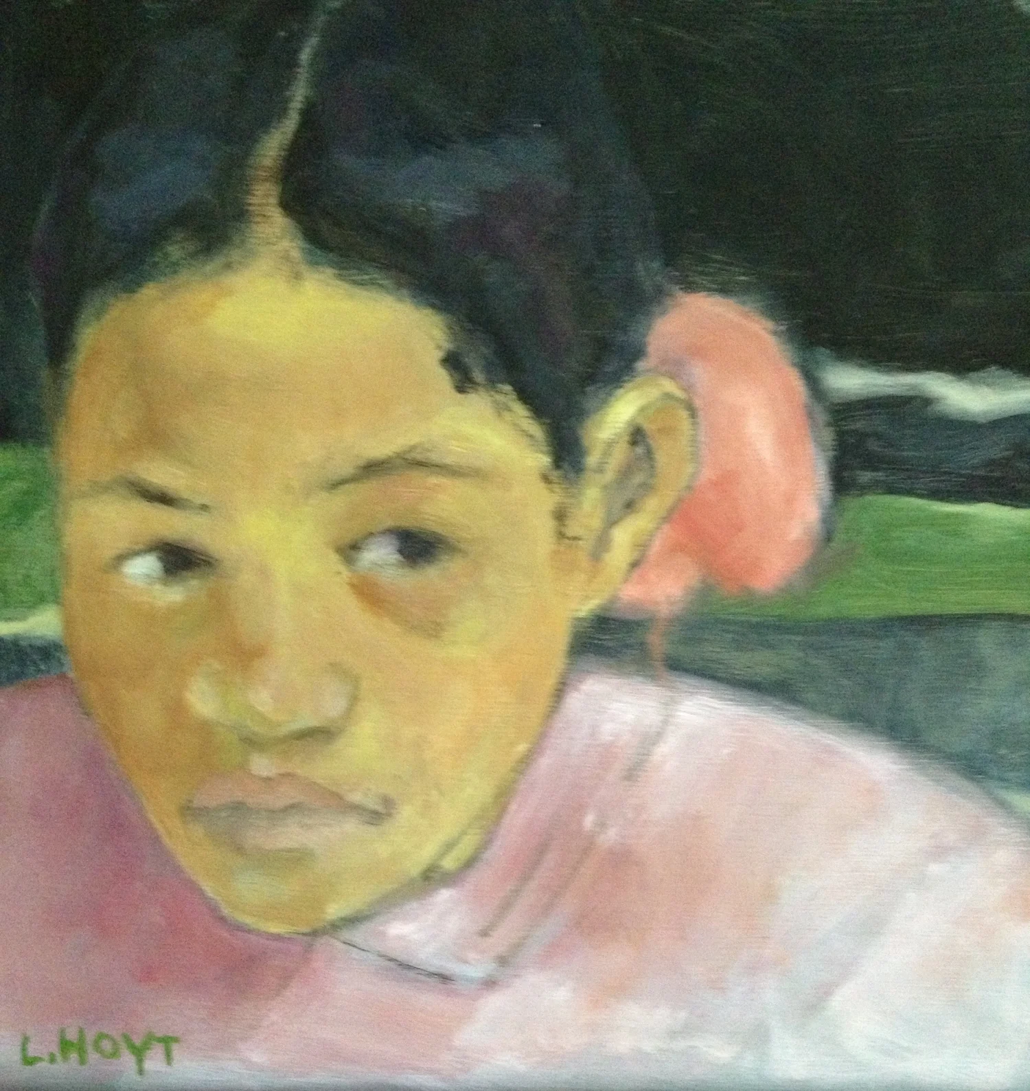 Tahitian Women after Gaugin     Oil on Birch     8 x 8