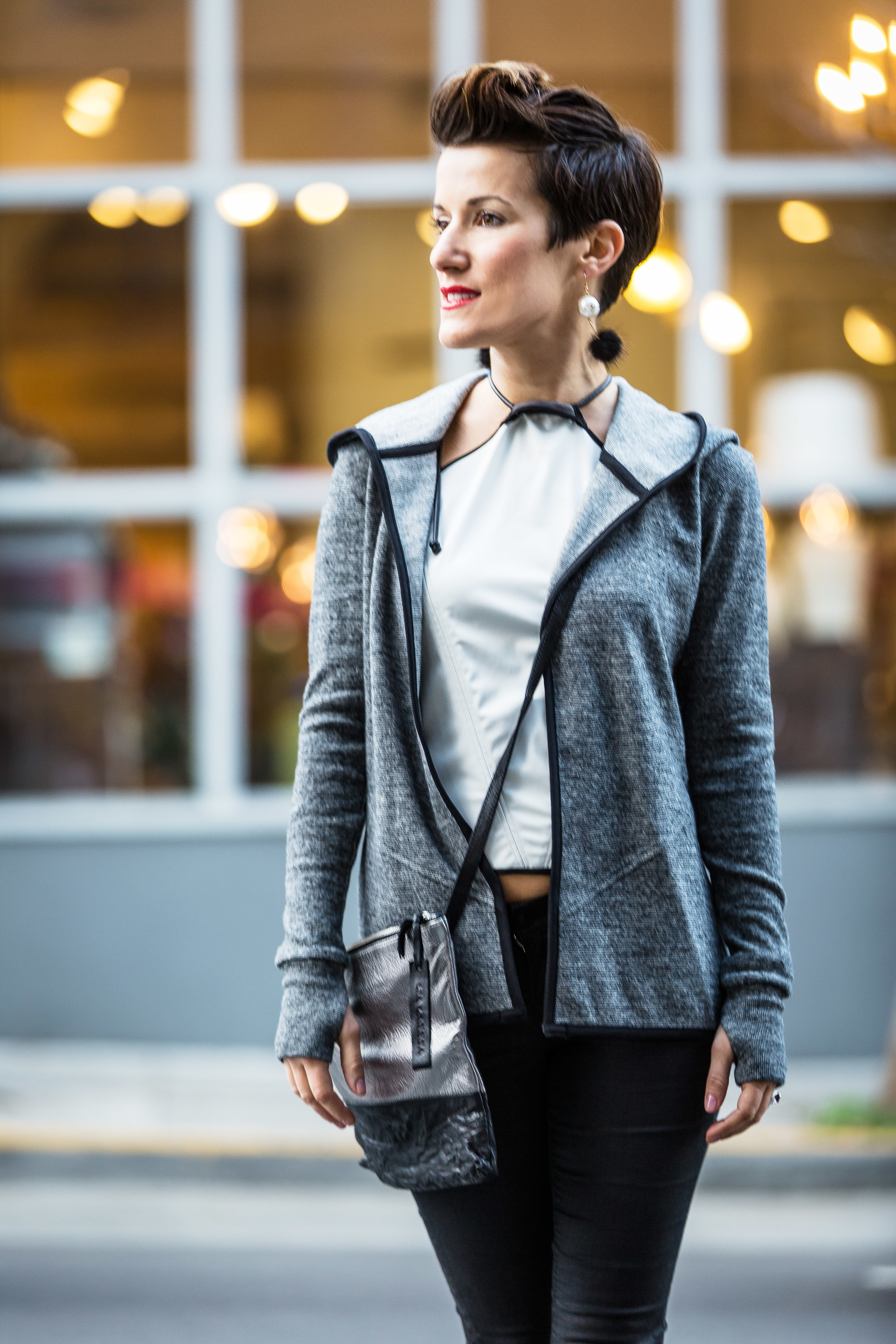 Gavin Sweatshirt | Zuria Halter Top | Tara Clutch