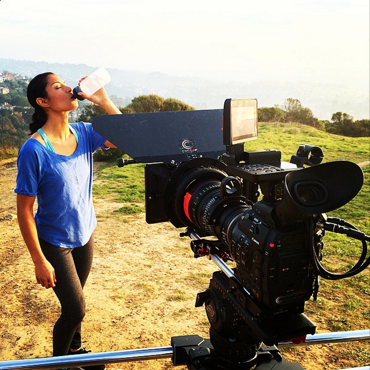 On location at Panorama Hill in Berkeley, CA with our nicely equipped Canon C300.