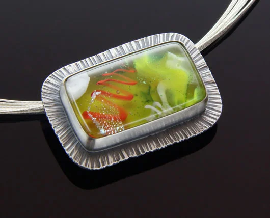 Green Ruffled Layered Glass Pendant