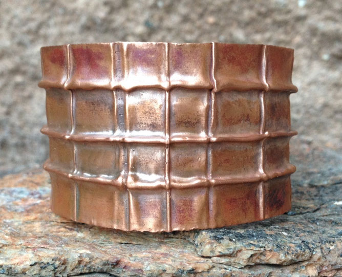 Rustic Grid Copper Cuff