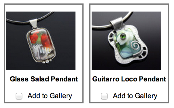 Add items to the Gallery by clicking the box below the image