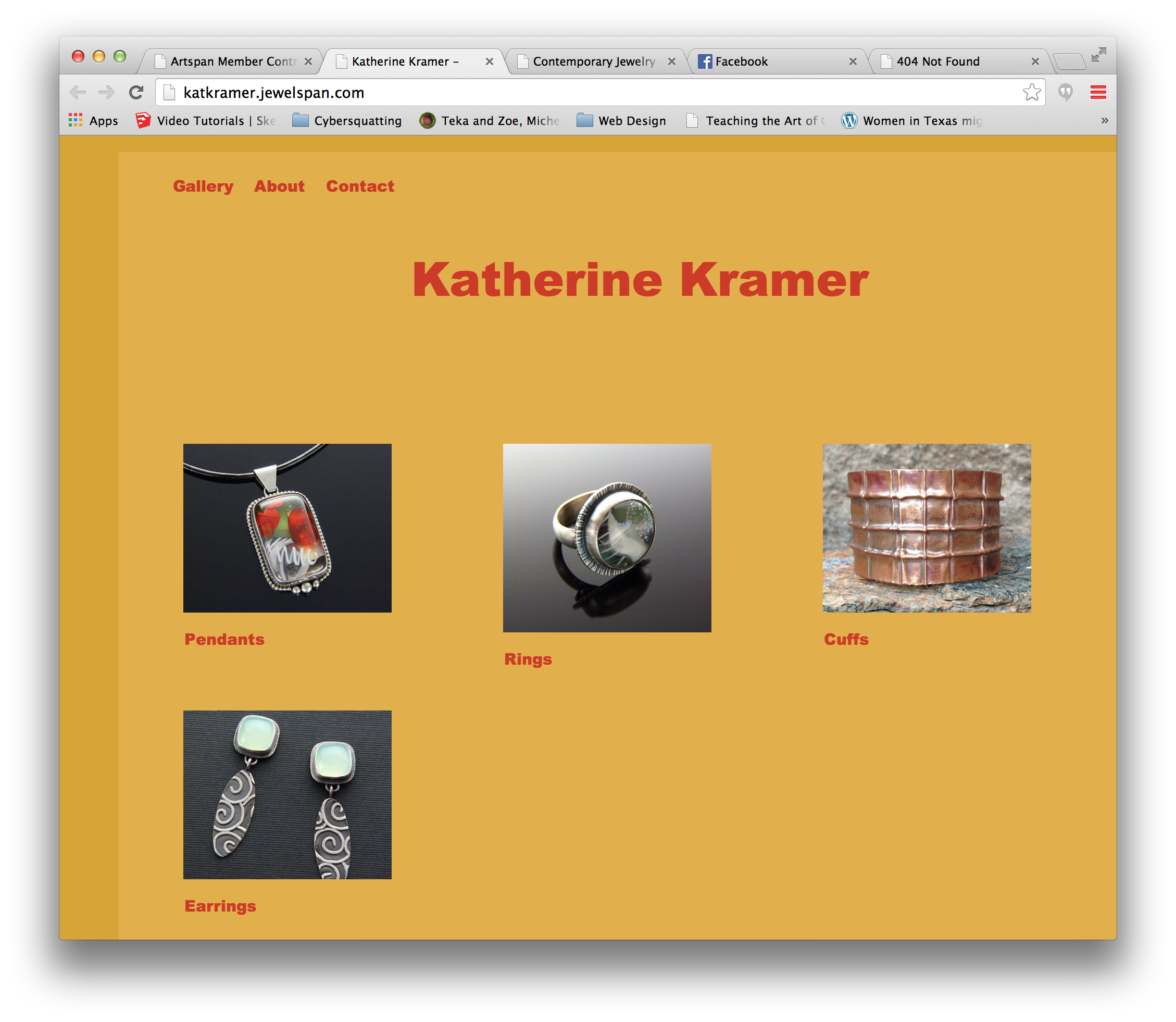 The Jewelspan site with the four categories added. 