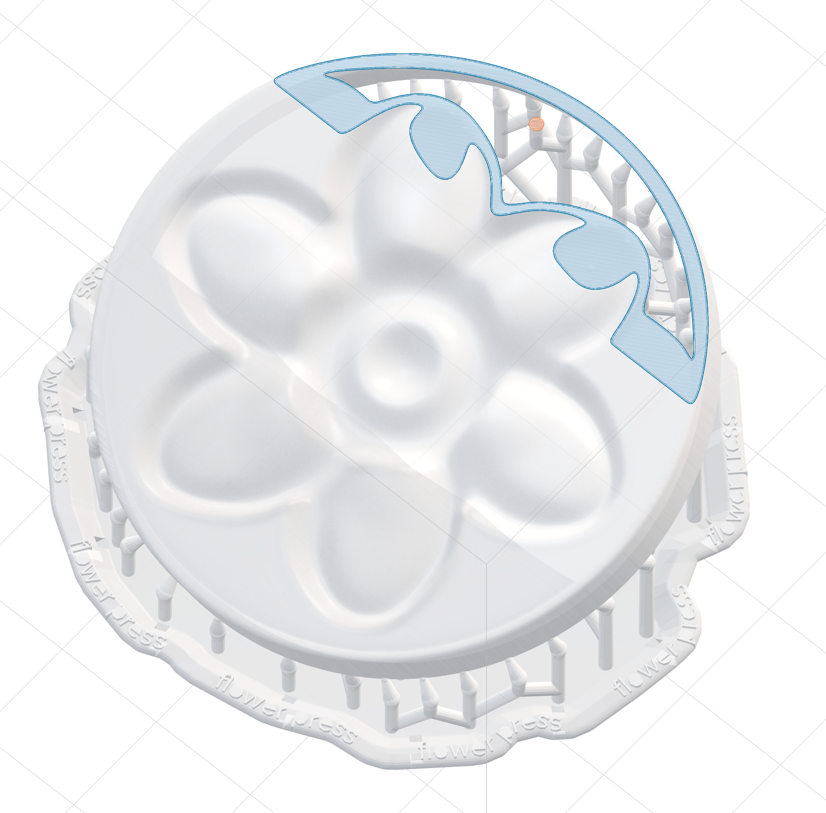 Formlabs’ PreForm with shell mold loaded and supports added…also shows cutaway in slicer