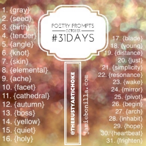 letting #31days be a set of writing prompts for my poetic soul - join me?