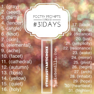 letting #31days be a set of writing prompts for my poetic soul - join me?