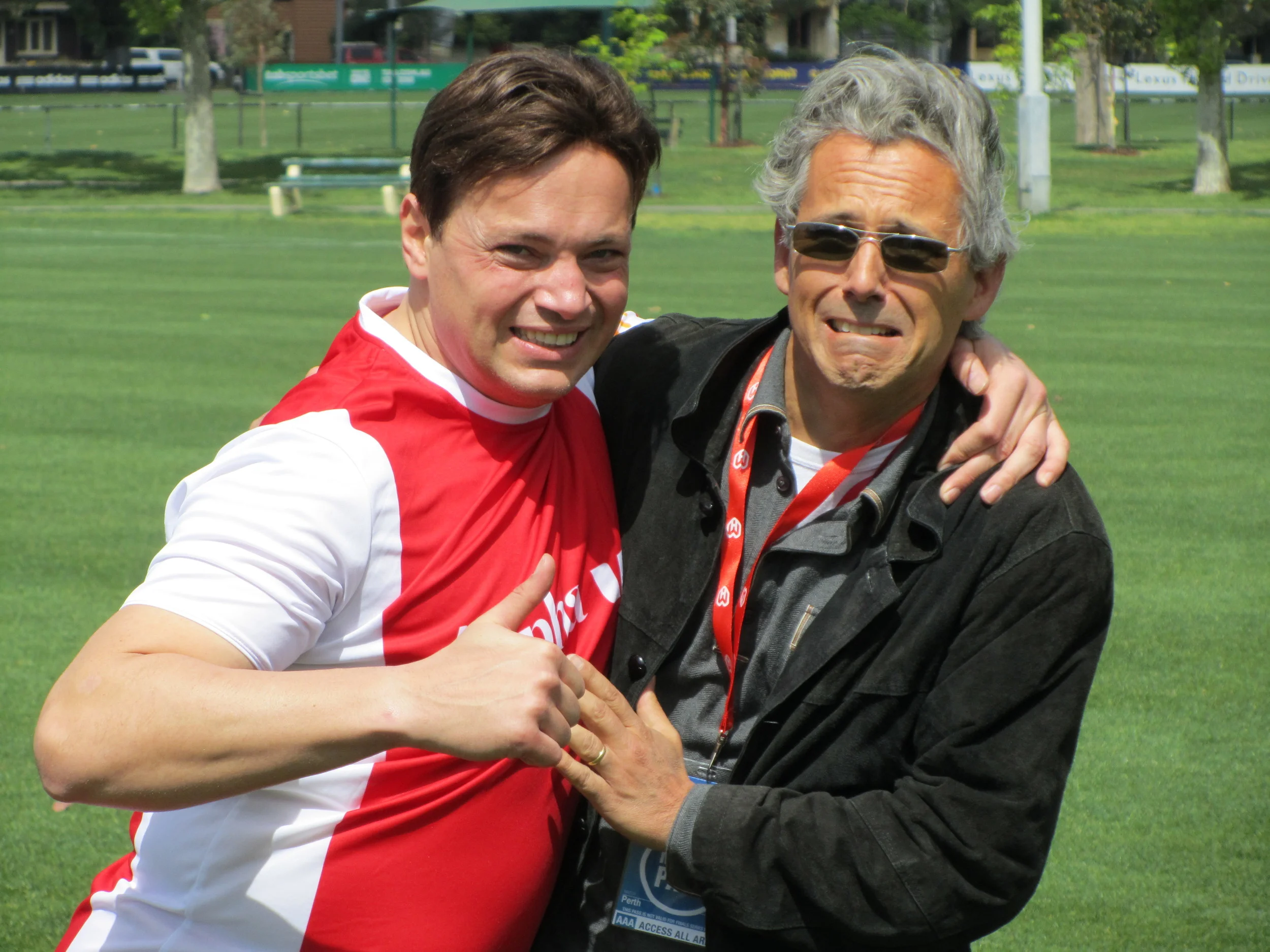 Vinnie and legend Mark Bosnich 