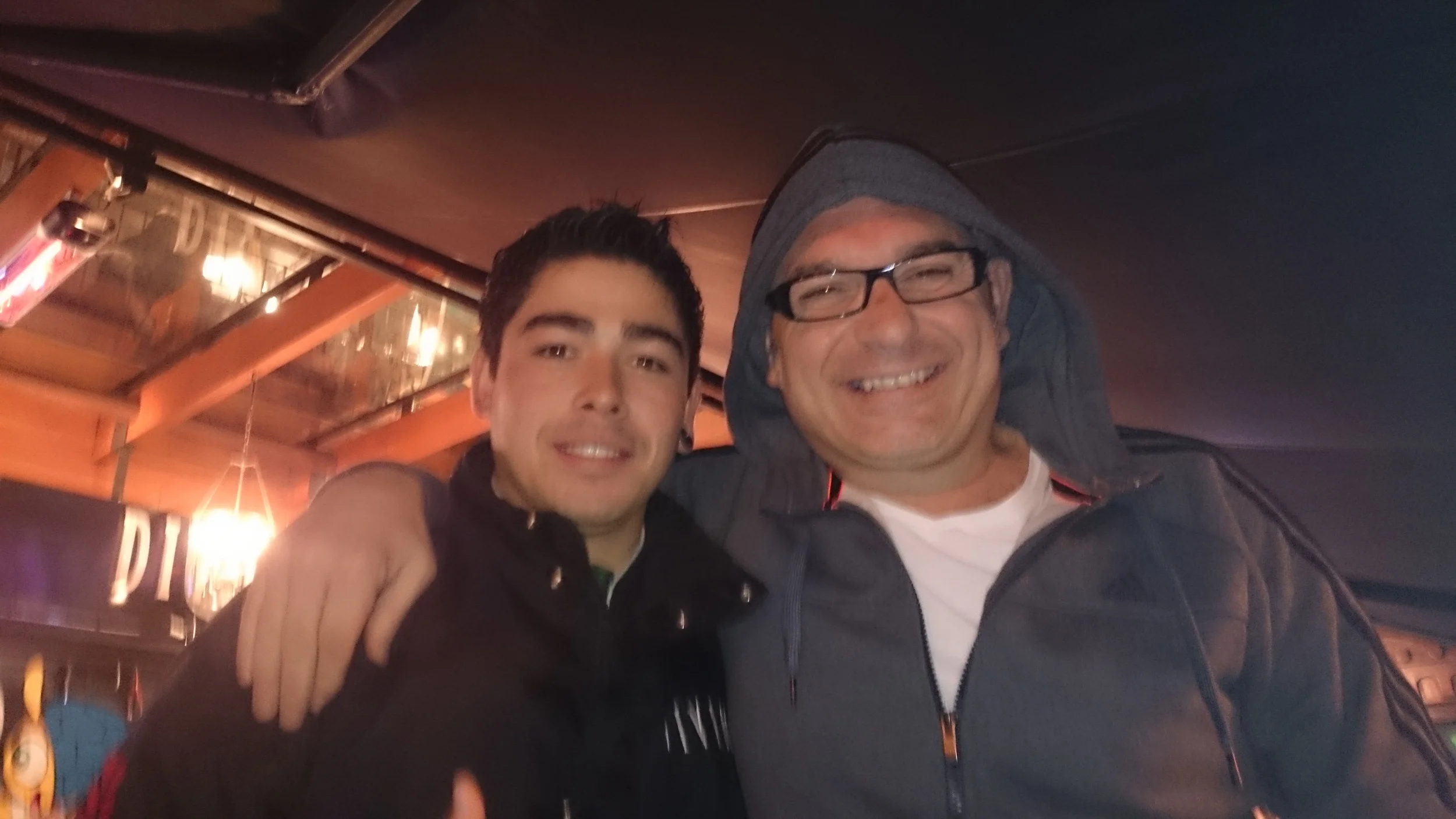 Carlos with Brazilian waiter Luis Suarez