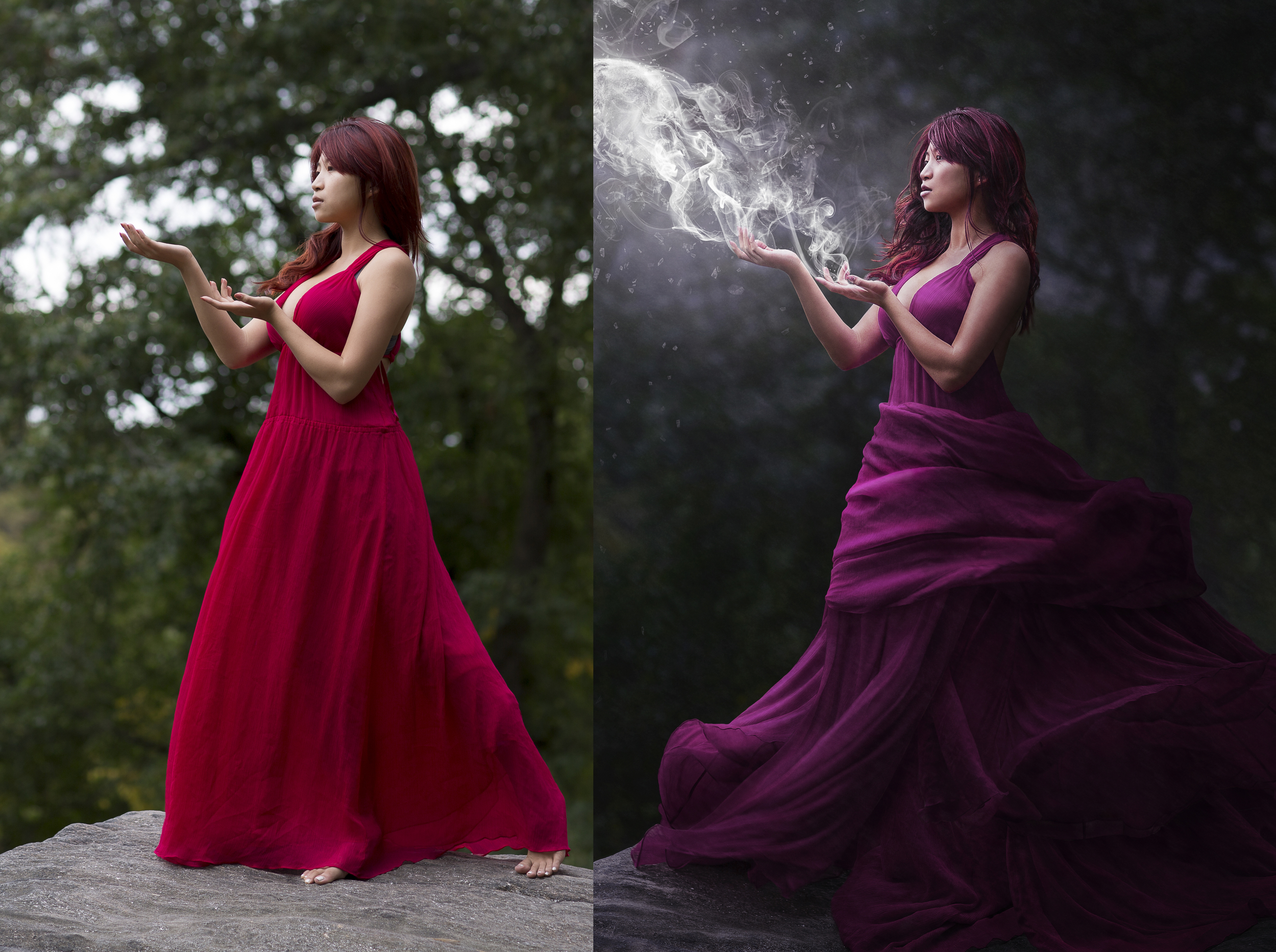 SURPRISE! The dress was actually solid red...but my last image was of a red dress so I changed it to a purplish color just to keep things interesting.