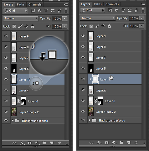 LEFT: Where to click Right: How it looks after clipping mask is applied Please forgive the shoddy quality of this screed grab... thanks friend.