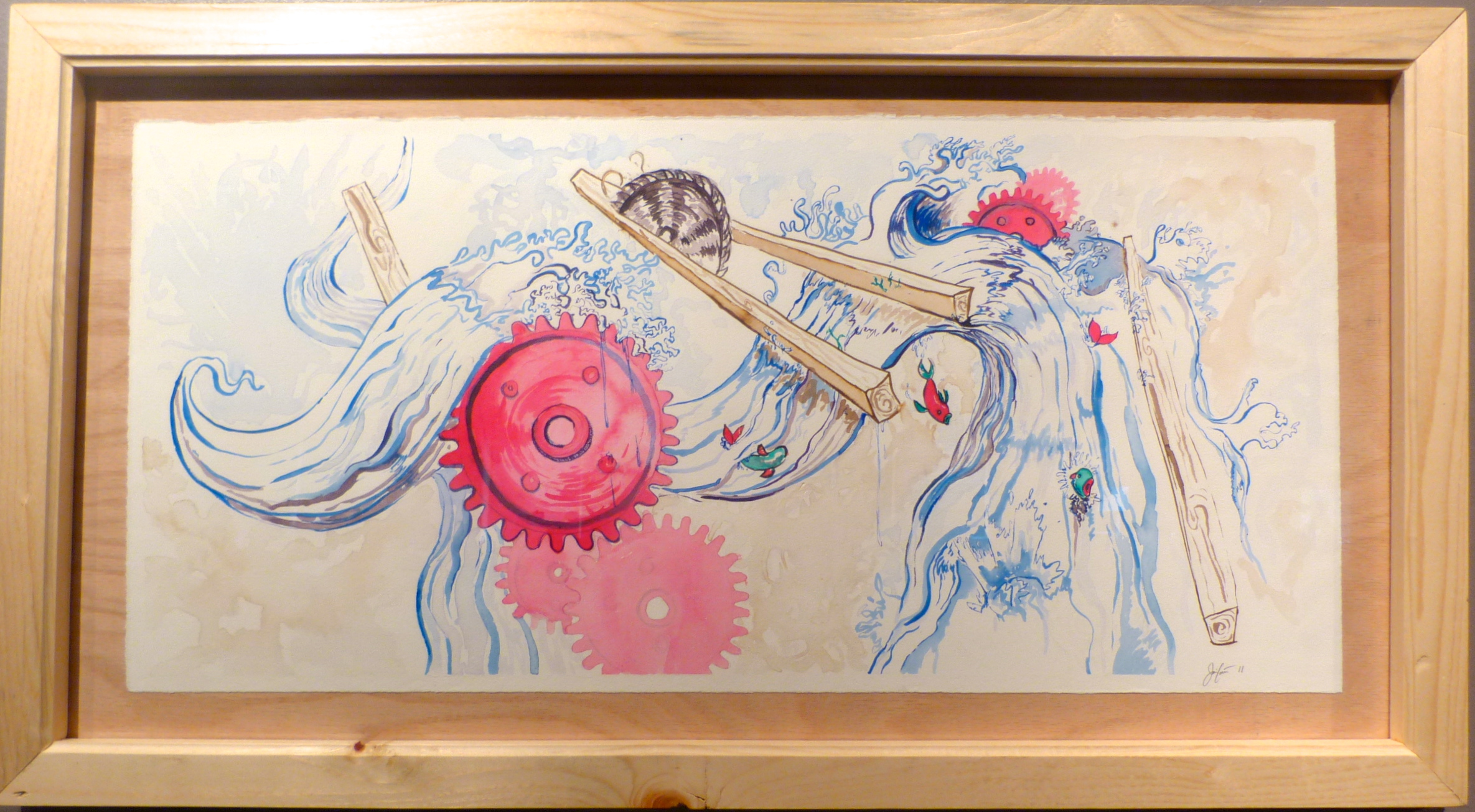 Gears of Change  Ink on paper  14” x 30”       
