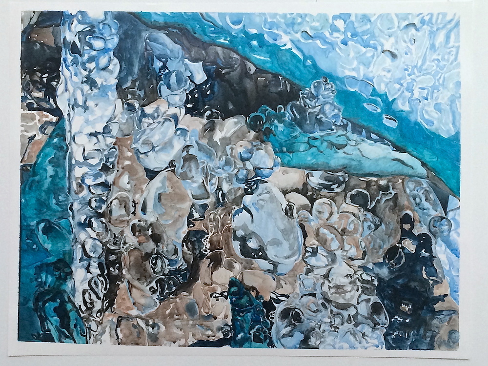 Water Makes Ice, 2014 ink on Yupo paper 20"x 30" 