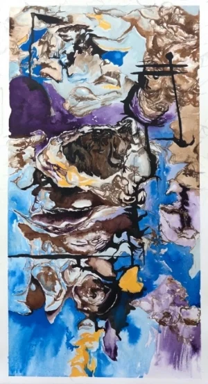 Under the Island, 2015 14” x 26” ink and acrylic on paper