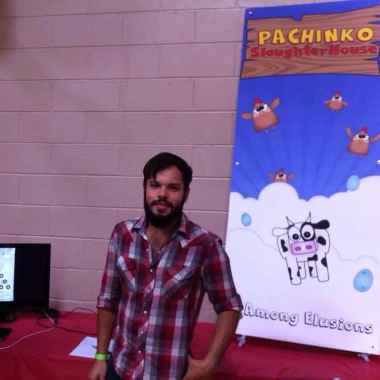 Pachinko Slaughterhouse booth at A Video Game Con with Corey Delorenzo 