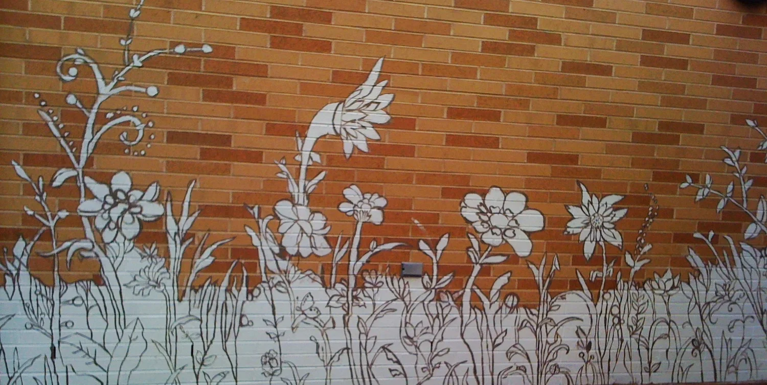  Community mural project. Parishioners came to add the color. 